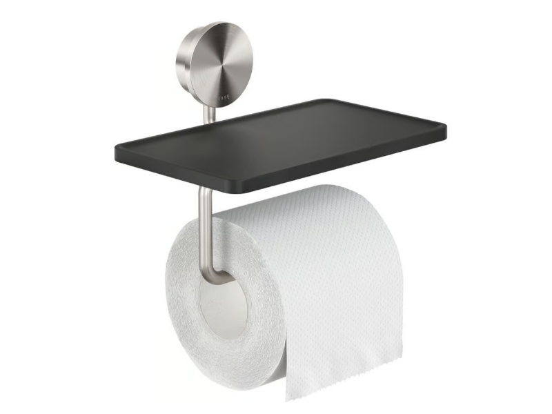 OPAL - Stainless steel toilet roll holder with shelf by Coram
