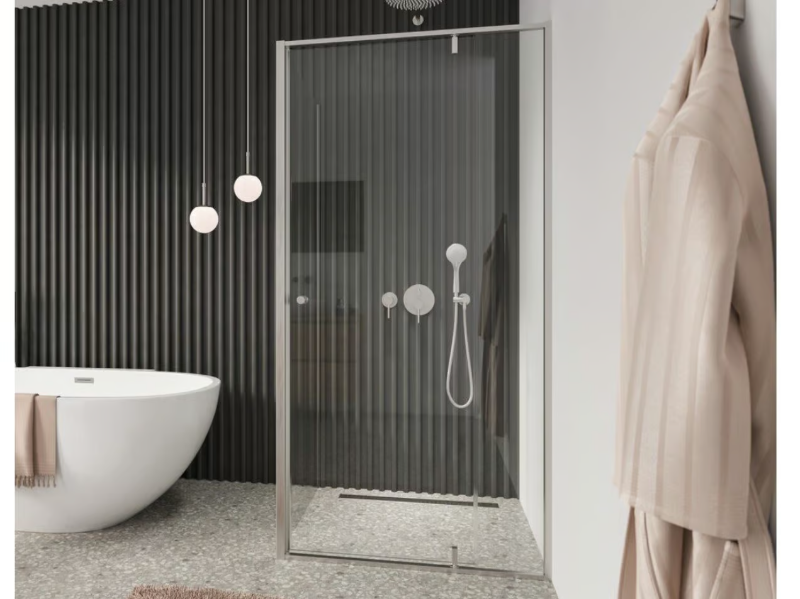 OUTLINE - Corner tempered glass shower cabin with pivot door by Coram