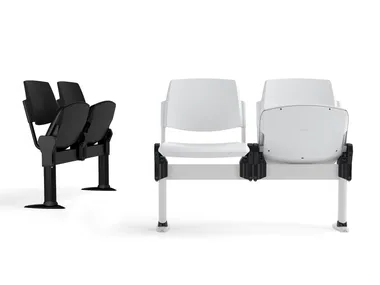 VOLÉE PLASTIC - Freestanding beam seating with tip-up seats by Diemmebi