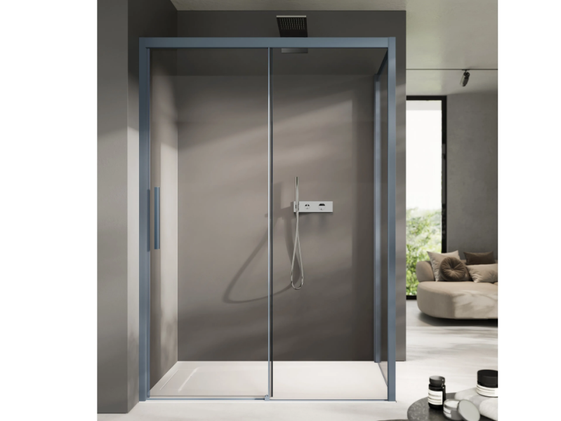 FOCUS 2 - Corner glass shower cabin with sliding door by DISENIA