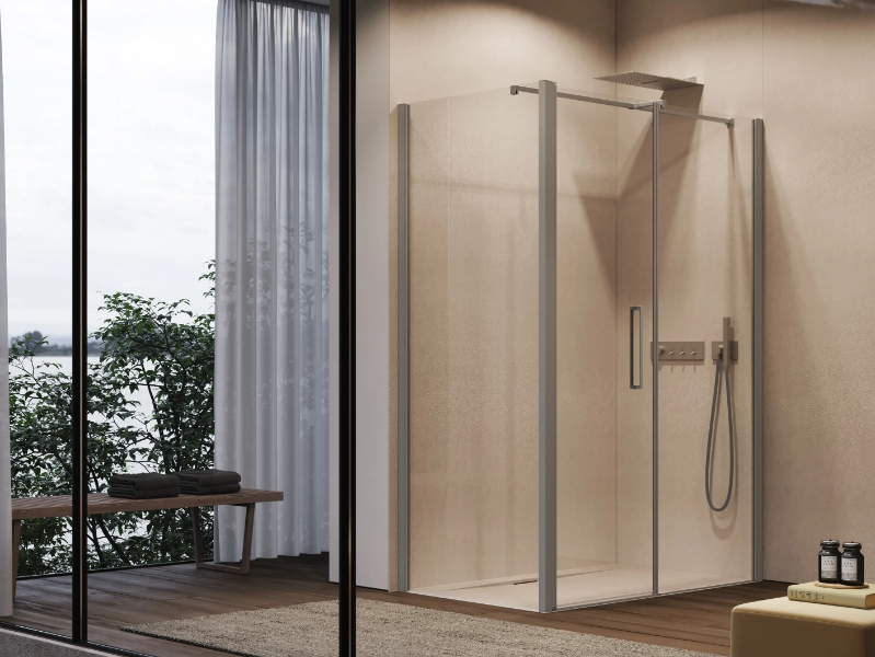 OMEGA OM2P - Corner shower cabin with hinged door by DISENIA