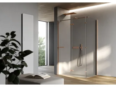 SMART 4 - Corner rectangular glass shower cabin with hinged door by DISENIA