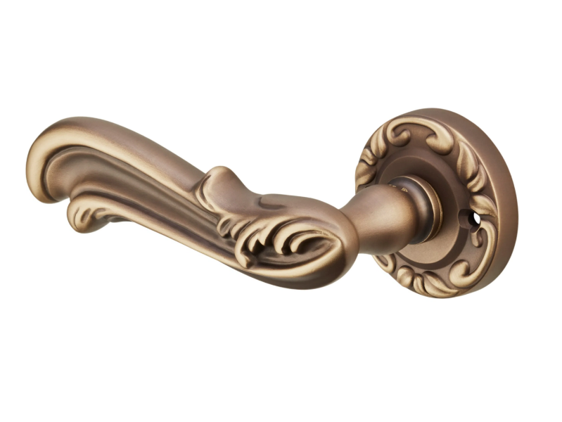 ELETTRA - Brass door handle on rose by Dnd