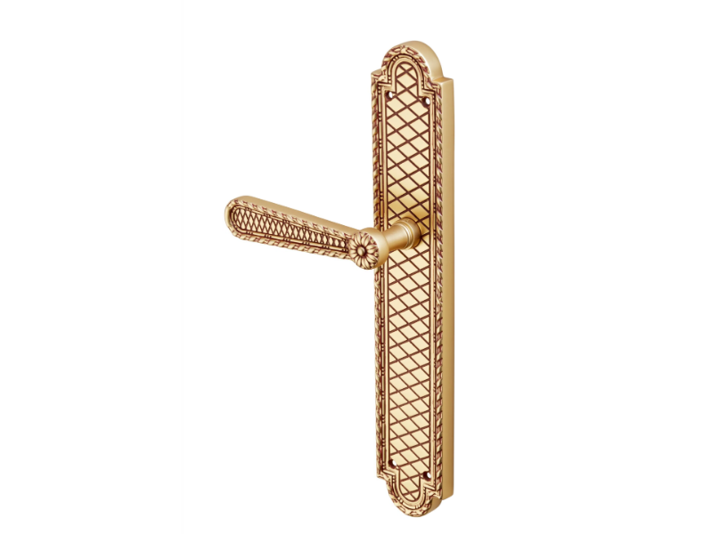 JORDAN - Brass door handle on back plate by Dnd