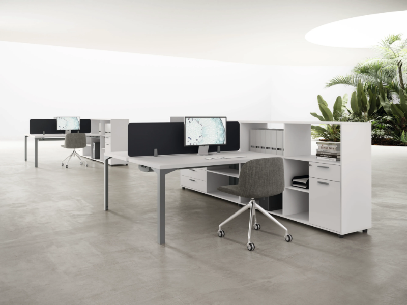 ENNA - Sectional plate and melamine office workstation by DVO