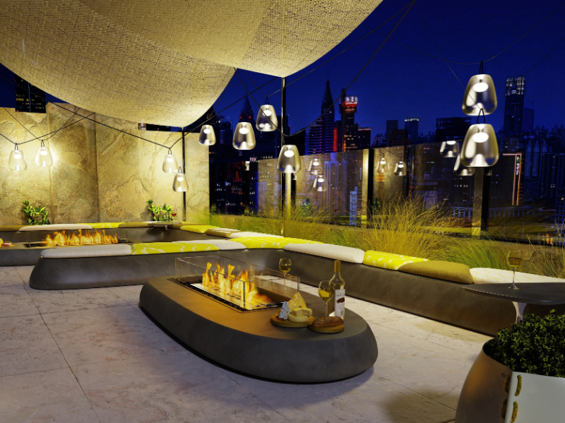LINEAR 50 - Indoor/Outdoor built-in bioethanol fireplace by EcoSmart Fire
