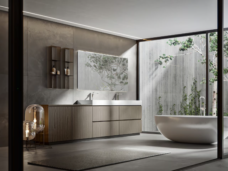 GIU 9021 - Floor-standing double vanity unit by Edoné by Agorà