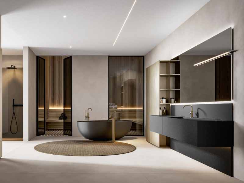 HEX 2332 - Wall-mounted vanity unit with integrated washbasin by Edoné by Agorà