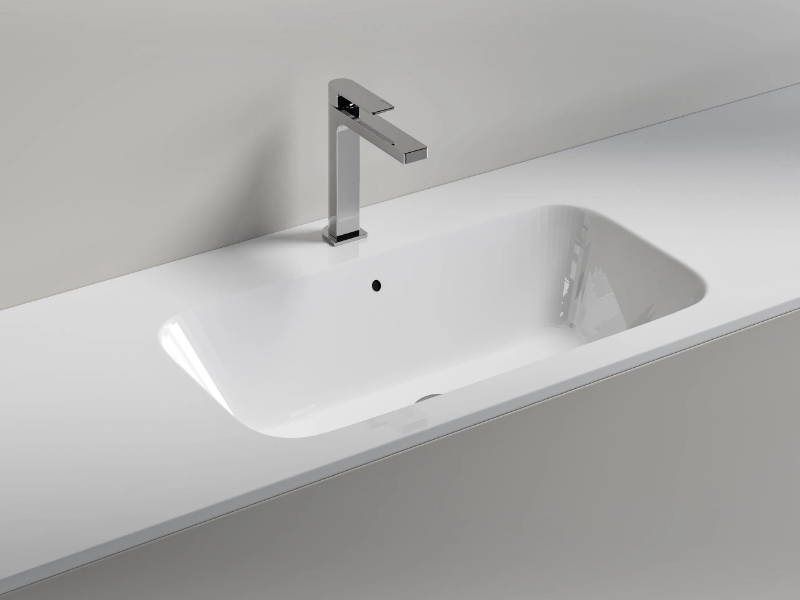 IDRA - Rectangular ceramic washbasin by Edoné by Agorà