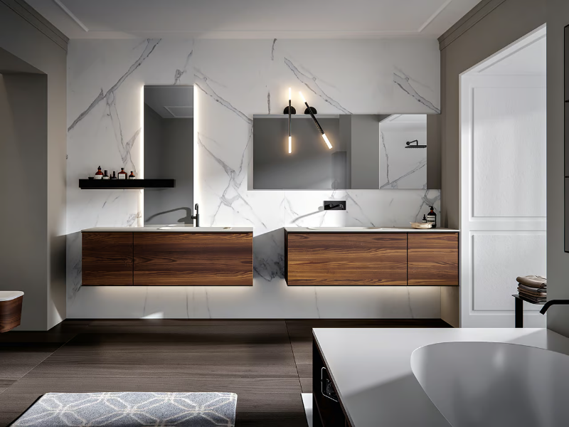 REA 001 - Wall-mounted vanity unit with drawers by Edoné by Agorà