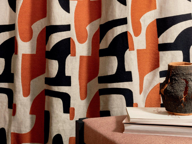 CANCUN - Linen fabric with graphic pattern for curtains by Élitis