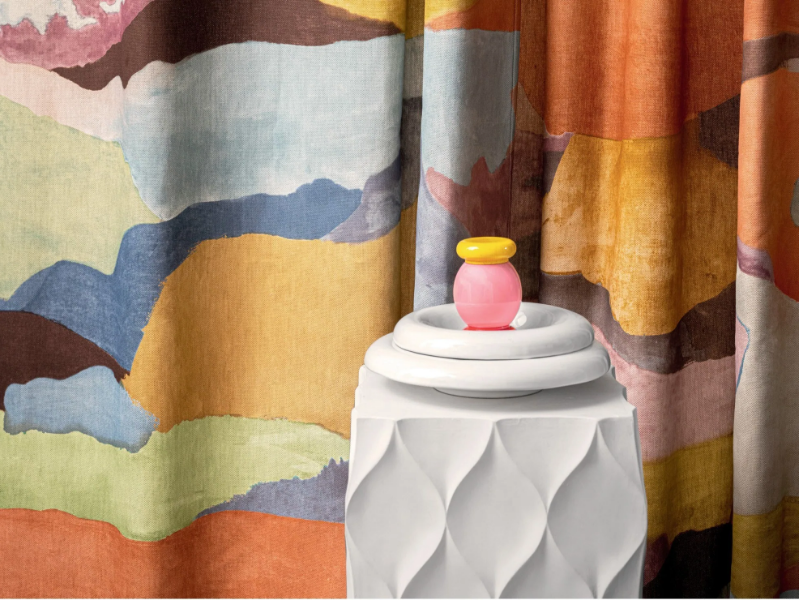 MONTE ROSA - Linen fabric with graphic pattern for curtains by Élitis