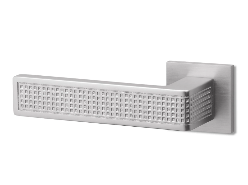 TECA QUADRO - Brass door handle on rose by Ento