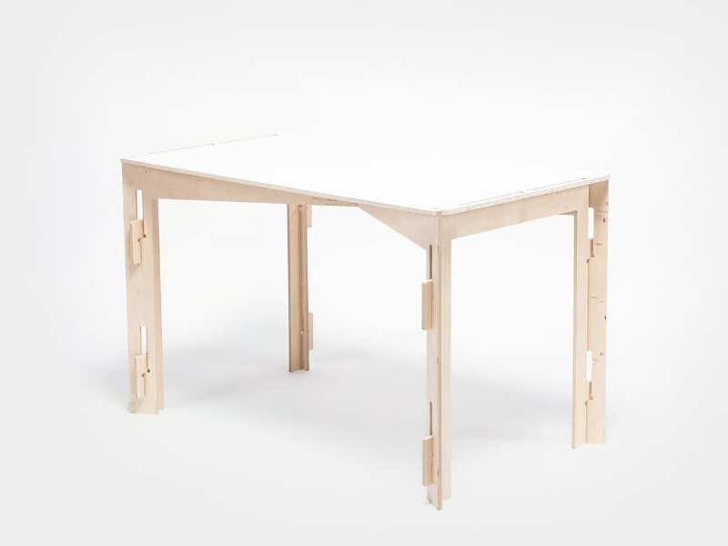 LEON - Rectangular birch workstation desk with cable management by Esposit