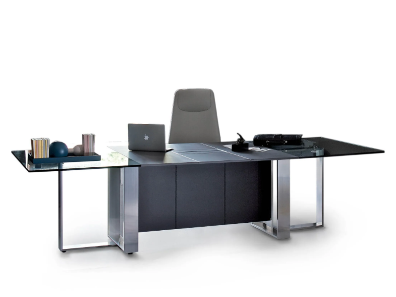 ALTAGAMMA - Wood and glass executive desk with cable management by ESTEL GROUP