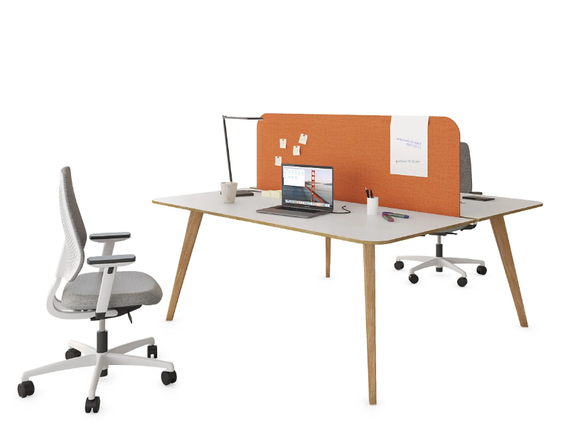 P45 - Multiple wooden office desk with sound absorbing screens by ESTEL GROUP