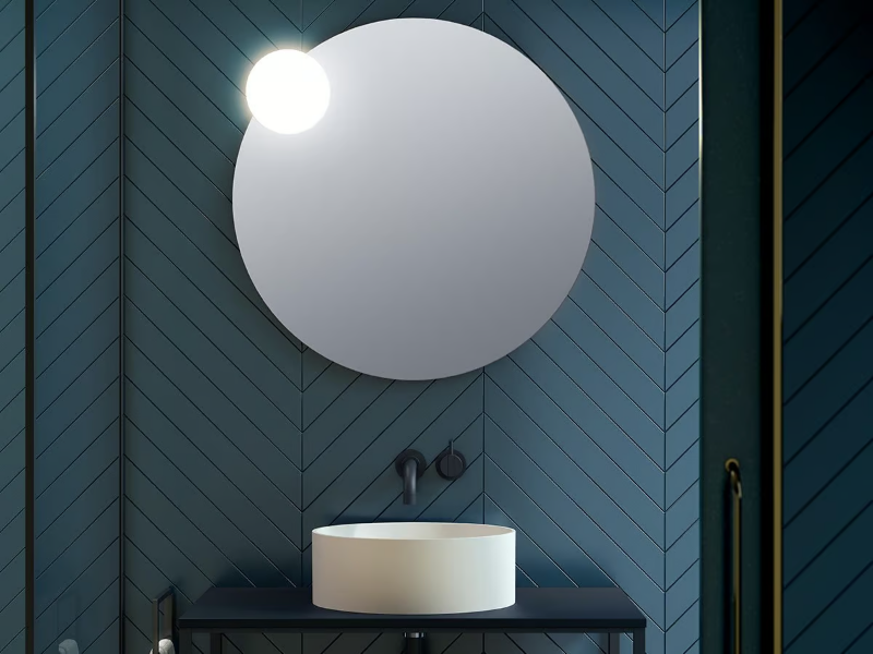 CIRC - Round wall-mounted mirror with integrated lighting by Estiluz