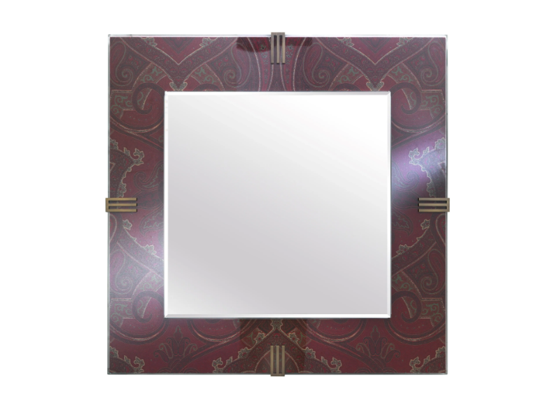 RENÉ - Square wall mirror with fabric and glass frame by ETRO Home Interiors