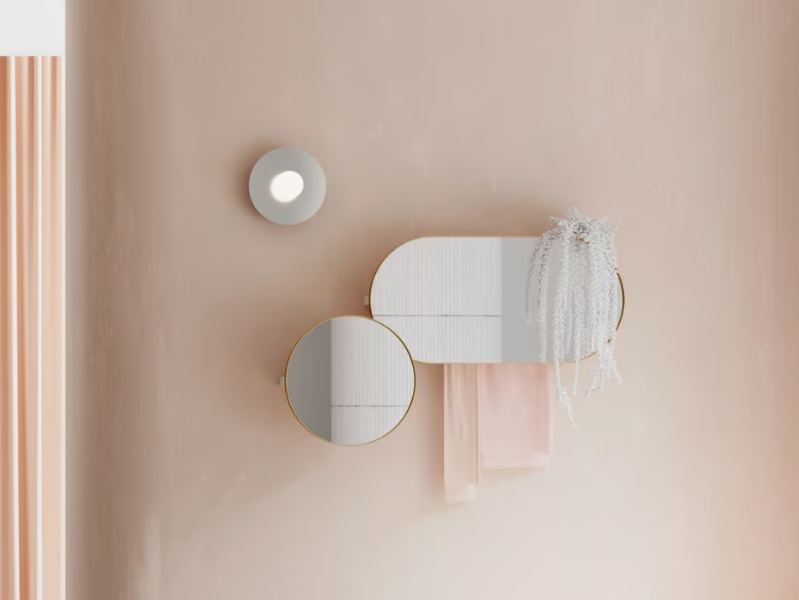 ARCO - Oval wall-mounted mirror with shelf by Ex.t