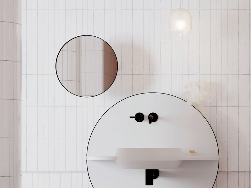 ARCO S - Round wall-mounted mirror with shelf by Ex.t