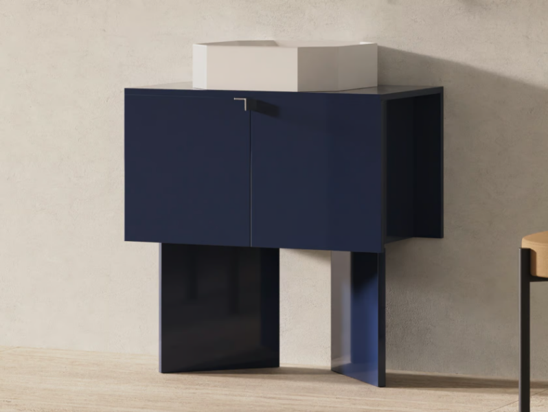 ORIGAMI - Floor-standing single vanity unit with doors by Ex.t