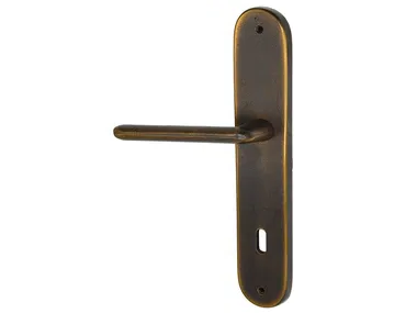 GAUDIUM MG3411 - Bronze door handle on back plate with lock by Fama International