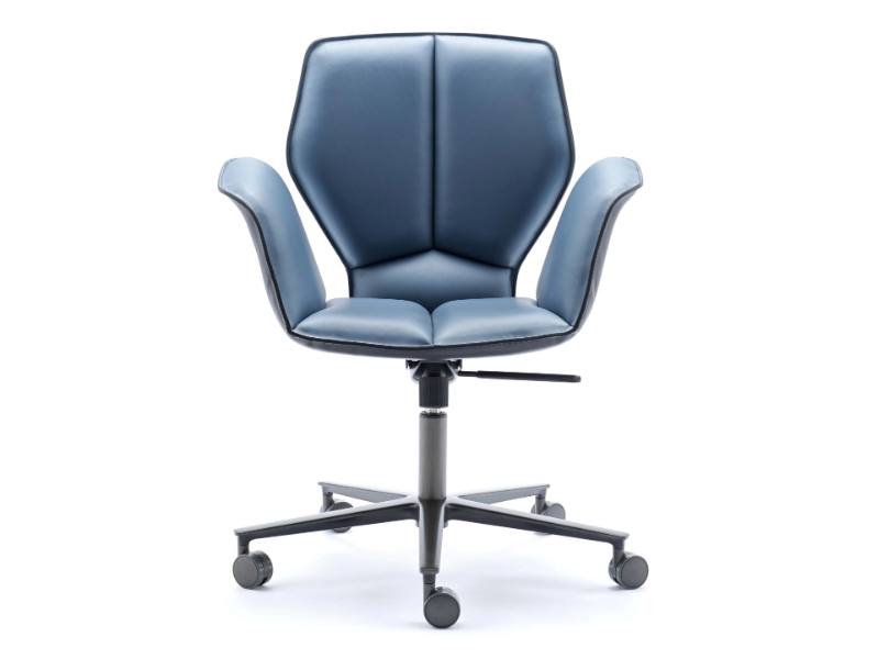 FOSCA BIG - Leather office chair with castors with 5-Spoke base by Fasem