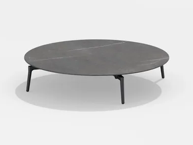 AIKANA - Low round table in painted aluminum with top in porcelain stoneware by FAST