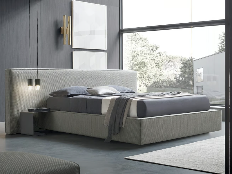 BOWIE - Fabric storage bed with upholstered headboard by Felis