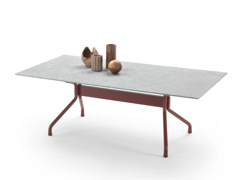 ACADEMY - Stainless steel garden table with stone top by Flexform