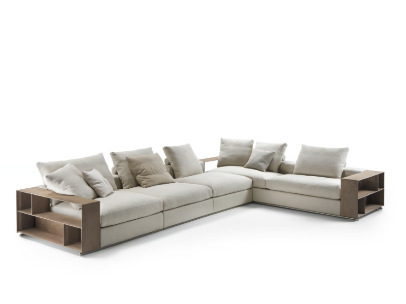 GROUNDPIECE - Sectional fabric sofa with storage space by Flexform