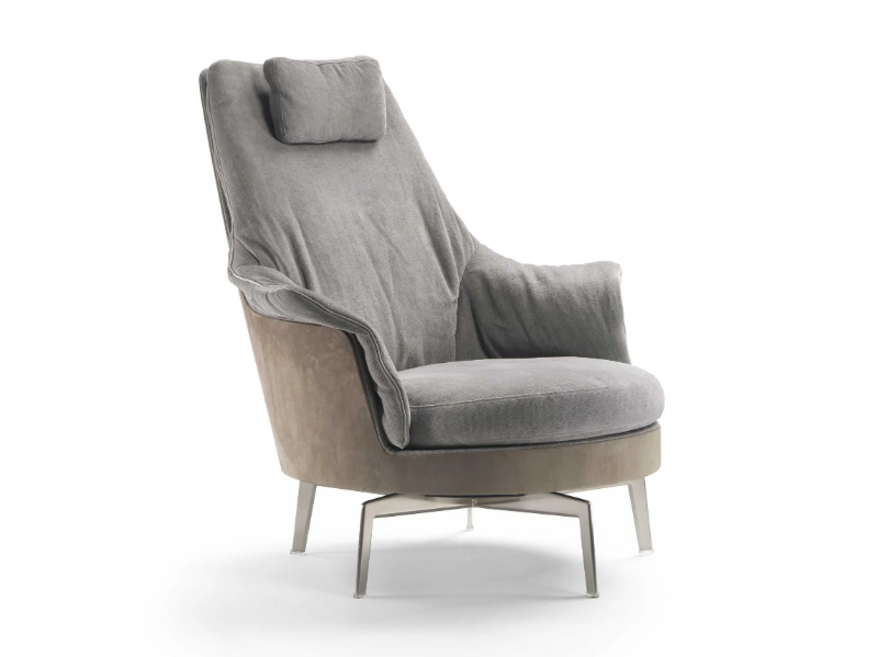 GUSCIOALTO LIGHT - Swivel fabric armchair high-back by Flexform