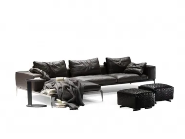LIFESTEEL - 3 seater sectional leather sofa by Flexform
