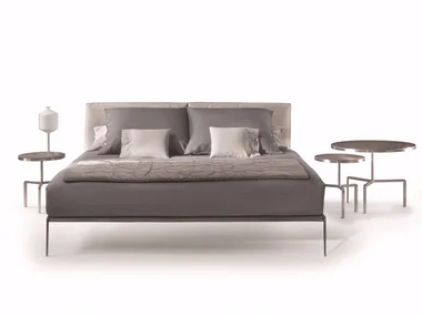 LIFESTEEL - Leather double bed with upholstered headboard by Flexform