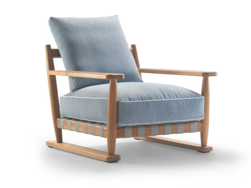 MERIGGIO - Iroko garden armchair with armrests by Flexform