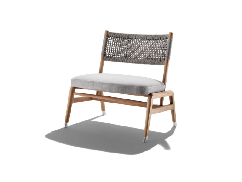 ORTIGIA OUTDOOR - Iroko easy chair with integrated cushion by Flexform