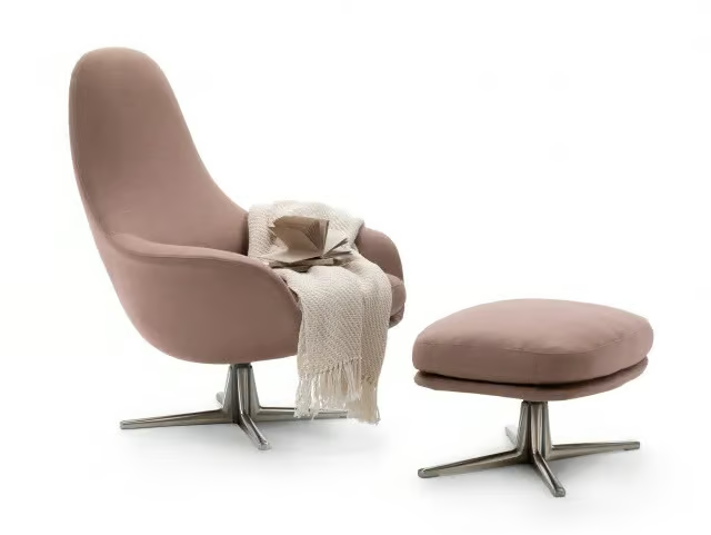 SVEVA SOFT - Swivel fabric armchair with armrests by Flexform