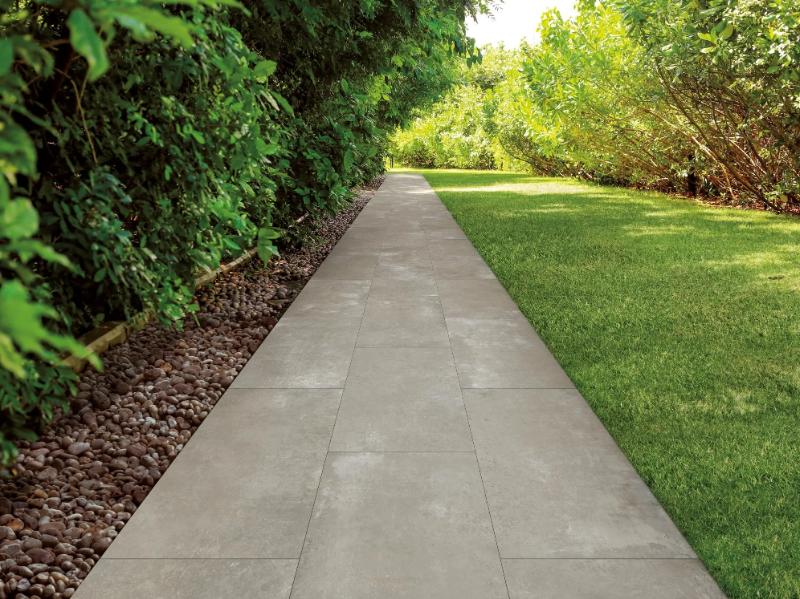TWENTY - SILVER - Anti-slip porcelain stoneware outdoor floor tiles with stone effect by FMG