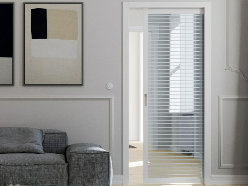 FLAT F1 RIGHE - Glass internal pocket sliding door by FOA
