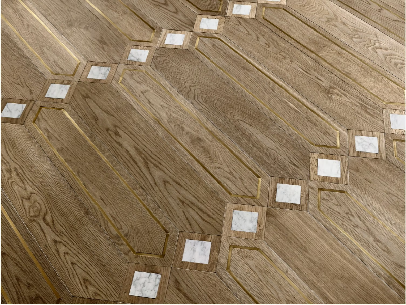 SPECIAL PANEL MATITA INSTALLATION 122 - Inlaid 3 layers wooden parquet by FOGLIE D'ORO