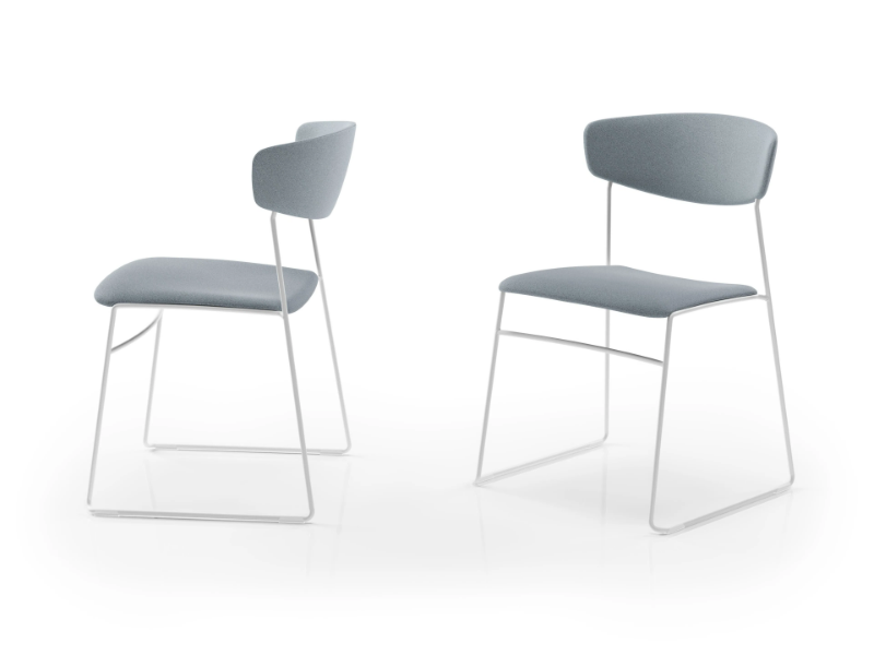 WOLFGANG - Sled base stackable resin chair with integrated cushion by Fornasarig