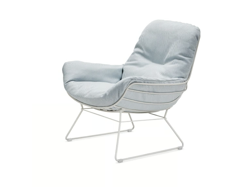 LEYASOL OUTDOOR LOUNGE - Sled base upholstered Sunbrella® garden armchair with armrests by Freifrau