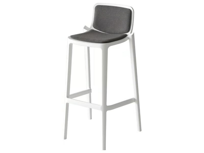 ISIDORO I66/76 - High upholstered stool with back by GABER