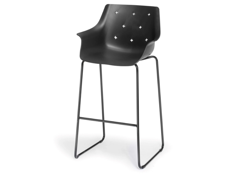 MORE ST 76 - Sled base high stool with armrests by GABER