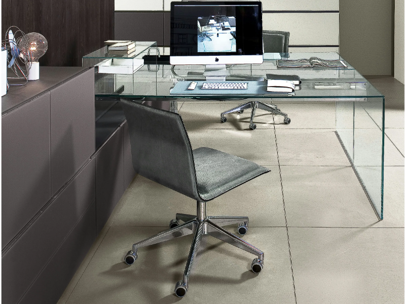 AIR DESK 1 UP - Multiple Glass and Stainless Steel office desk by Gallotti&Radice