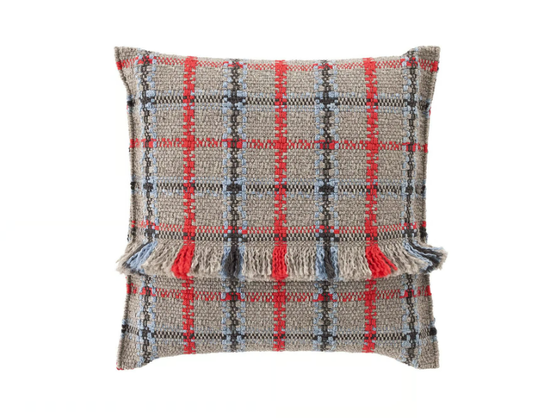 GARDEN LAYERS BLUE - Square tartan outdoor polypropylene cushion by GAN