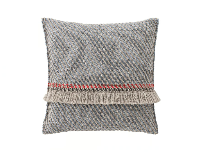 GARDEN LAYERS BLUE - Striped square outdoor polypropylene cushion by GAN