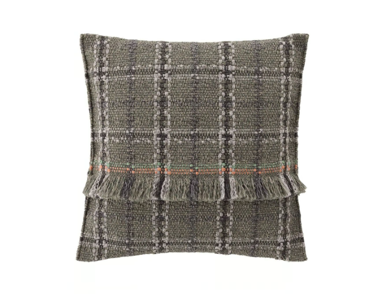 GARDEN LAYERS GREEN - Square tartan outdoor polypropylene cushion by GAN