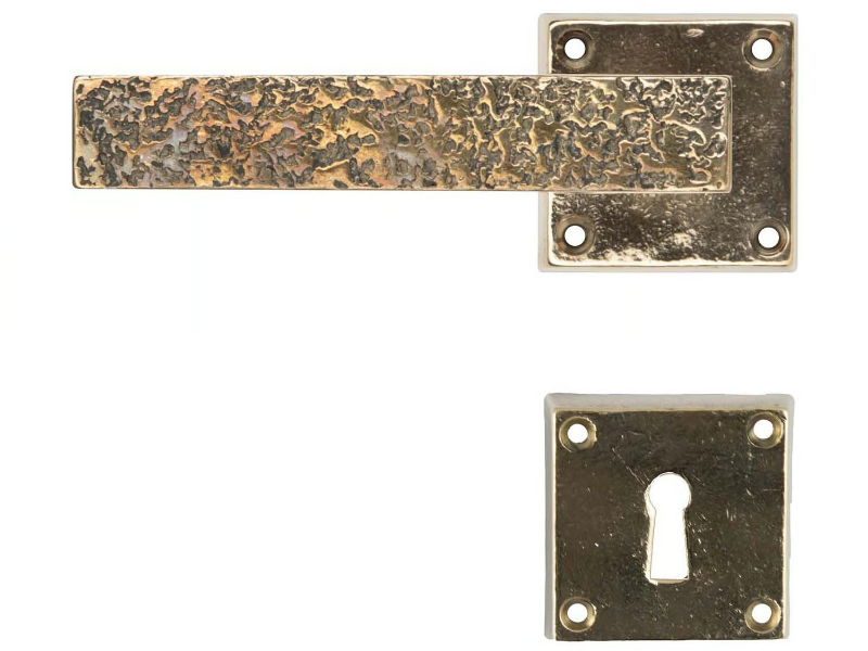 COSMO - Bronze door handle on rose with lock by GIARA ART DESIGN-BRONZE