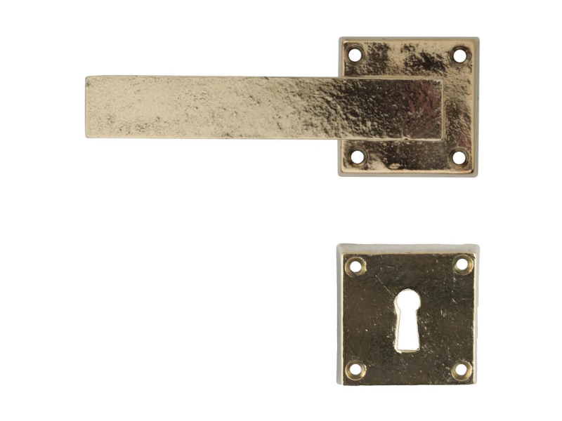 LISCIA - Bronze door handle on rose with lock by GIARA ART DESIGN-BRONZE